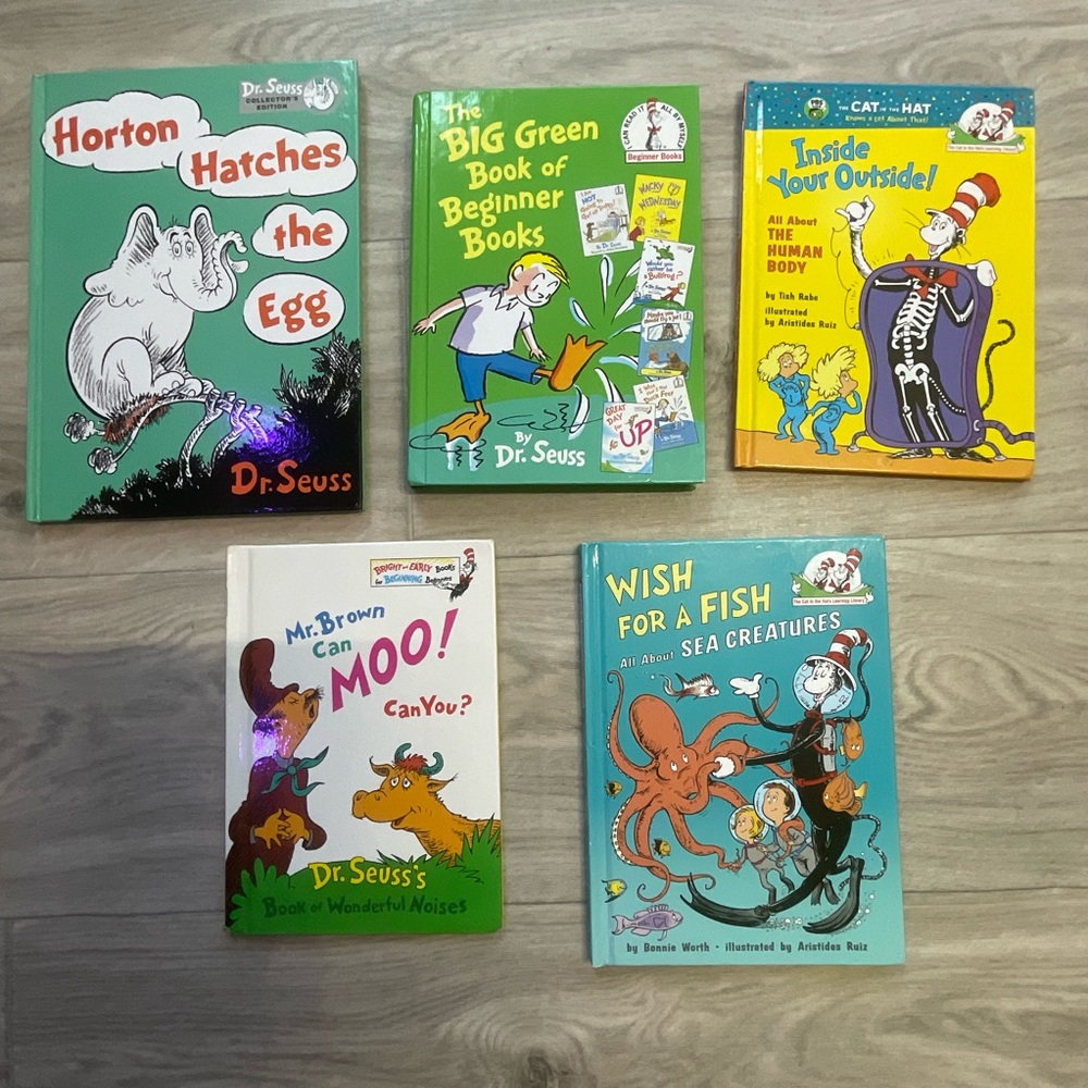 Lot of 5 equivalent to 9 Dr. Seuss Book Human Body, big green beginner books